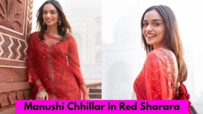 Manushi Chhillar Looks Glamorous In Red Sharara, Giving Us Stunning Poses