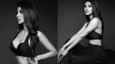 Mouni Roy Looks Hot Flaunting Her Belly Curves In Black Co-ord Set