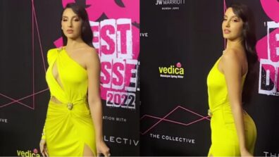 Nora Fatehi flaunts her curvaceous toned body in yellow cutout bodycon dress, fans in love