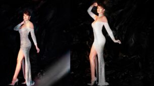 Nora Fatehi looks straight from Disney world in glittery silver long gown, see pics