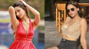 Perfect Posers: Palak Tiwari is burning hearts in V-neck dress, Aamna Sharif sizzles in nude-shade bralette and black shorts