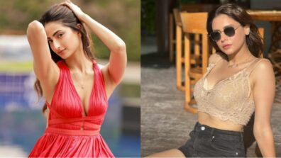 Perfect Posers: Palak Tiwari is burning hearts in V-neck dress, Aamna Sharif sizzles in nude-shade bralette and black shorts