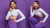 Purple Beauty Radhika Apte Looks Uber Cool In Hers  Grey Crop Top With Purple Flared Pant