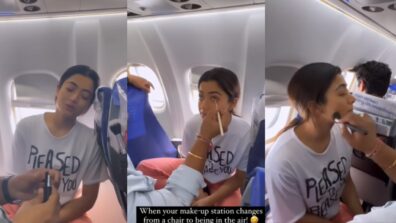 Srivalli Swag: Rashmika Mandanna is super busy, spotted getting makeup done inside flight while traveling