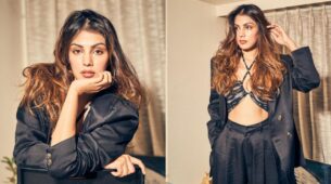 Rhea Chakraborty Looks Classy And Bossy In Black Pantsuit