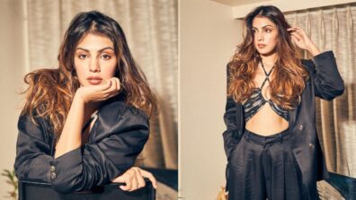 Rhea Chakraborty Looks Classy And Bossy In Black Pantsuit