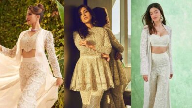 Sara Ali Khan, Shanaya Kapoor To Jacqueline Fernandez: Celebrities Approved Ivory Muted Hue Sharara Glam