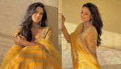 Shweta Tiwari’s Shining Bright Yellow Hue Embroidered Lehenga, See Pics