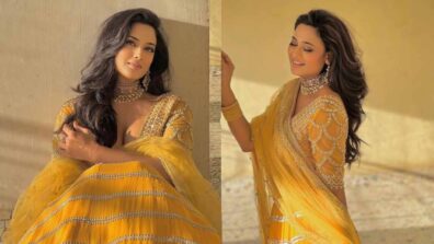 Shweta Tiwari’s Shining Bright Yellow Hue Embroidered Lehenga, See Pics