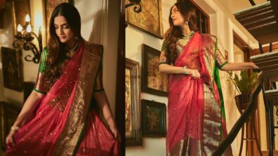 Sonam Kapoor Looks Royal In Red Traditional Lehenga For Karwachauth Festival