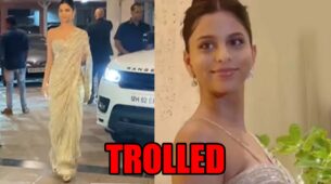 Suhana Khan gets brutally trolled by netizens for her uncomfortable walk in saree, check video
