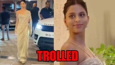 Suhana Khan gets brutally trolled by netizens for her uncomfortable walk in saree, check video