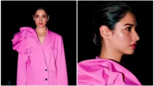 Tamannaah Bhatia Looks Classy In Pink Oversized Pantsuit