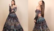 Tara Sutaria Looks Ravishing In Black Multicoloured Printed Lehenga With A Veil