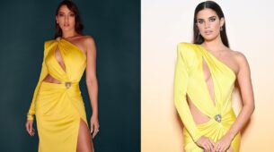 Sara Sampaio Or Nora Fatehi: Who Rocked The Sultry One-Shoulder Cut-Out Bright Yellow Gown?