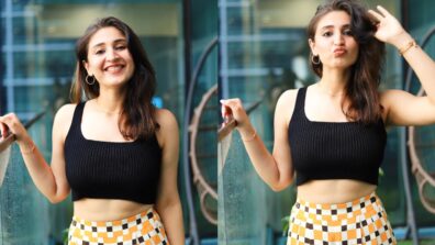 Trending: Dhvani Bhanushali sets vogue game on fire in black bralette and colour co-ord skirt, see sizzling snaps