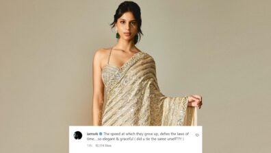 Trending: Suhana Khan takes over internet by storm in gorgeous golden saree, SRK asks, “did you tie it yourself?”