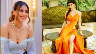 Uff Haye Garmi: Nia Sharma flaunts sensuality in strapless plunging neckline dress, Mouni Roy drops stunner in orange backless dress flaunting waist