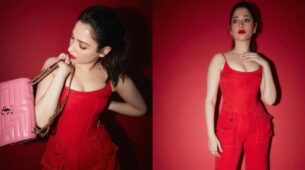 Uff Haye Garmi: Tamannaah Bhatia takes over internet by storm in all-red outfit, see sizzling lipstick shade