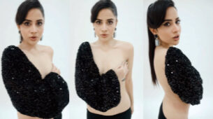 Urfi Javed Goes Backless In A Black Sequin One-shoulder Outfit And Looks Hot