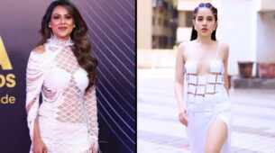 Urfi Javed In Blue Or Nia Sharma In White: Which Rose-Style Bralette Top Is More Attractive?