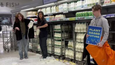 Viral Video: Animal Protesters In UK Pour Out Milk In Convenience Store For Plant-Based Future