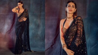 What Beauty: Kriti Sanon ups with grandeur in sequinned black saree, see pics