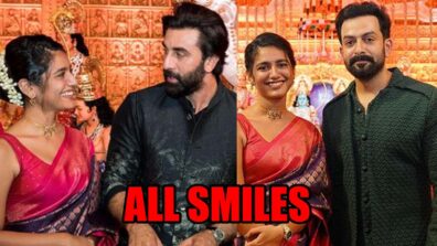 Wink girl Priya Prakash Varrier is all smiles posing with superstars Ranbir Kapoor and Prithviraj Sukumaran