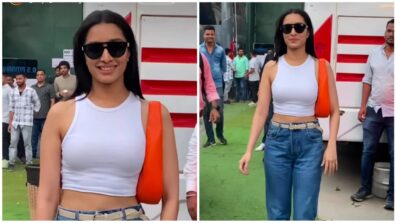 Shraddha Kapoor Gets Papped In City Donning A White Crop Top And Flared Jeans