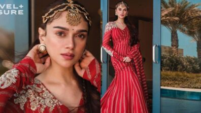  Aditi Rao Hydari looks ‘crown-worthy’ in conventional red six-yards and designer blouse