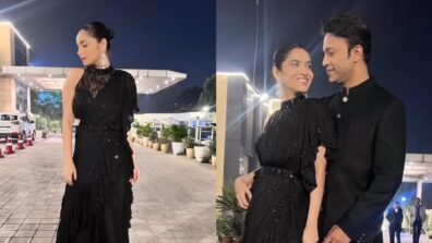 Ankita Lokhande And Vicky Jain Set Couple Goals Both Twinning In Black Ruffle Saree And Black Tailored Kurta Pajama; Check Out