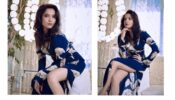 Ankita Lokhande channels royalty in her deep neck floral blue wrap dress