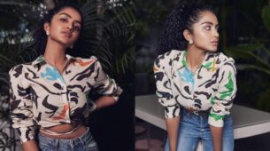 Anupama Parameswaran Looks Lovely In A Printed Shirt And Gave Stunning Poses