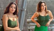Bhojpuri actress Monalisa dazzles in sheer olive-green camisole top and parrot green skirt