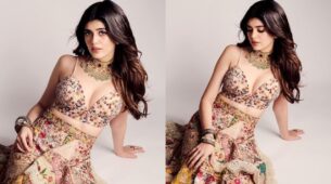 Check Out: Sanjana Sanghi Catches A Breath In A Stunning Multicoloured Lehenga By Varun Bahl; See Pics