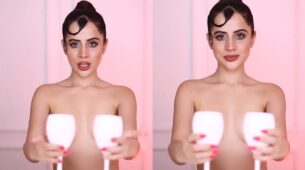 Watch: Urfi Javed goes shirtless again, covers her assets with wine glasses