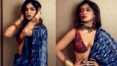 Bhumi Pednekar Is Sight To Behold In Blue Tie-dye Saree With Bralette Blouse For Friend’s Wedding