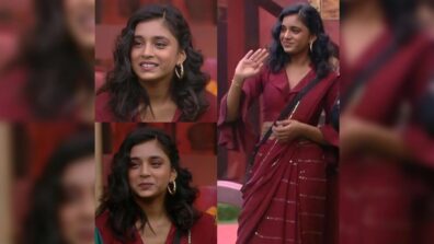 Bigg Boss 16 Sumbul Touqeer is elegance personified in red appliqué saree