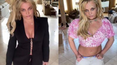 Britney Spears looks super tempting in sheer body hugging black suit