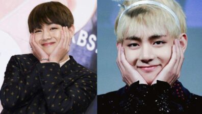 BTS V Loves To Pose Like A Little Kid Wondering Taking Support Of His Hands on his Face