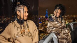 Check Out: Alicia Keys Flaunts Her Stunning Dreadlocks From The Top Of Emire State Building In New York City