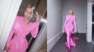 Check Out: Kim Kardashian Looks Absolutely Gorgeous In A Body-hugging Baby Pink Gown At The Baby2Baby Gala