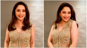 Dance Icon Madhuri Dixit Looks Phenomenal In Golden Lace Outfit
