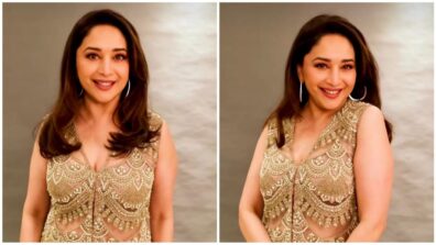 Dance Icon Madhuri Dixit Looks Phenomenal In Golden Lace Outfit