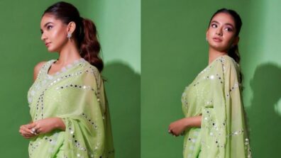 Desi Girl: Anushka Sen looks droolworthy and irresistible in green saree, check out gorgeous moments