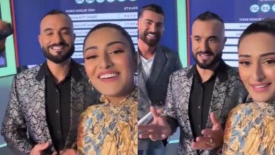 Emirates Draw: Erica Fernandes looks high-end dramatic in golden sheer dress at game show