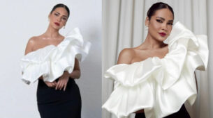 Esha Gupta’s Fiery Hot Look In White Ruffled One-shoulder Top With Black Bodycon Skirt Will Blow You Away