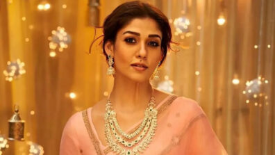 Ethnic Queen Nayanthara Slays The Pink Sheer Saree With Heavy Jewelry