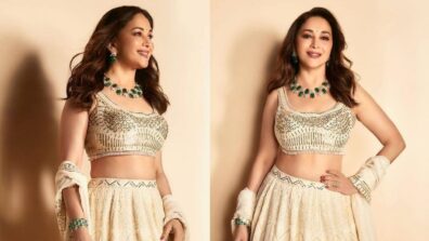 Expression Queen Madhuri Dixit Looks Ethereal In Ivory Lehenga