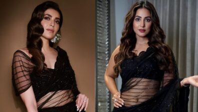 Fashion Battle: Hina Khan Or Karishma Tanna; Who Styled The Black Net Saree With Crystal Work Like A Queen?